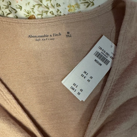 Abercrombie Soft & Cozy Dusty Pink Mauve Long Sleeve Tie Front Bodysuit - Picture 2 of 4